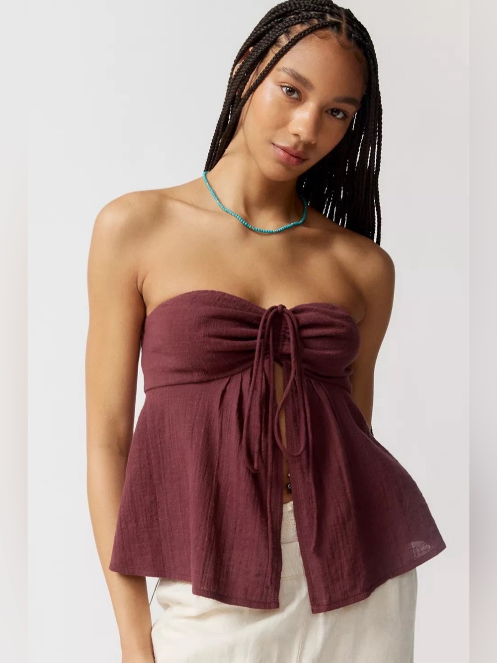 Ecote Kiki Convertible Flyaway Tube Top Brown Size Large